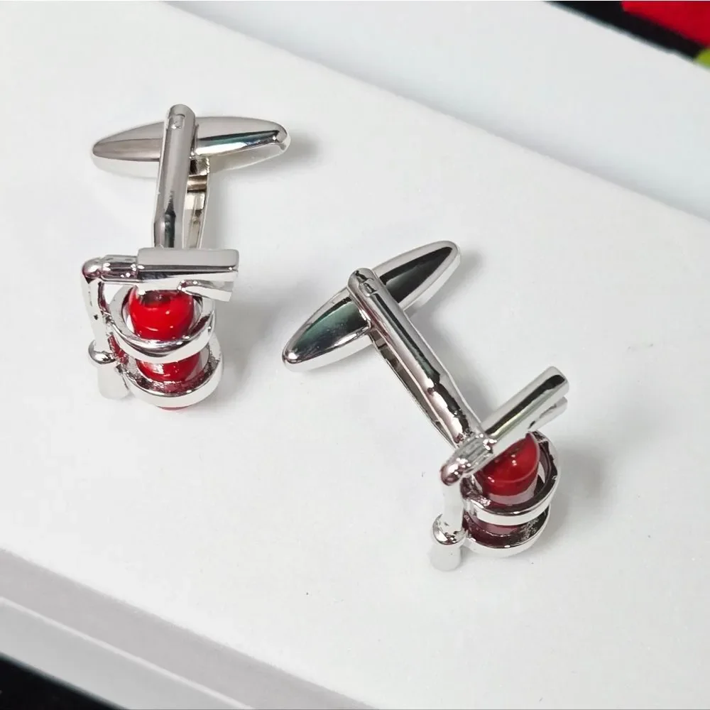 Fire Extinguisher Cufflinks Red Silver Firefighter First Responder Gift Formal